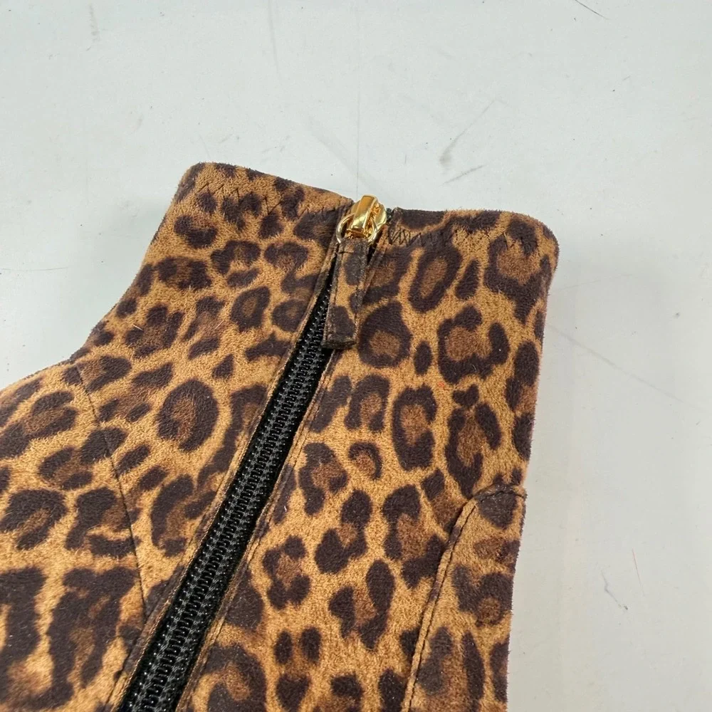 Good American Leopard Print Stiletto Ankle Boots Size 9 High Heel Animal‎ Print